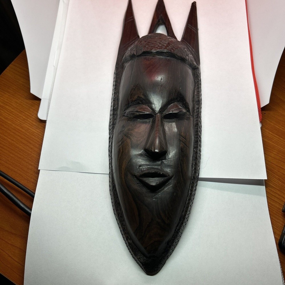 African Wall Tribal Ebony Face Carving / Wall Decor. Hand Carved